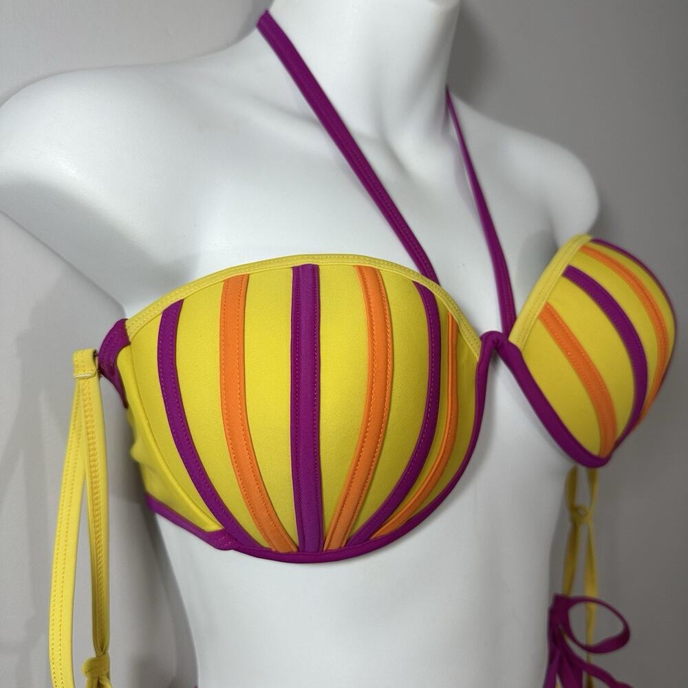 Andrea Iyamah Bikini Womens Yellow High Rise Sz XL Swimsuit Cut Out Resort Vacay - Picture 8 of 13